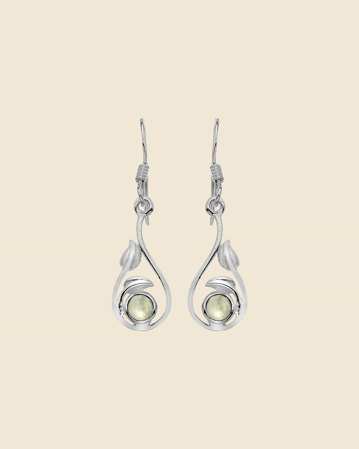 Sterling Silver and Gemstone Leaf Teardrop Earrings