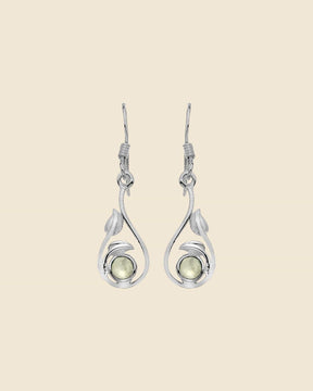 Sterling Silver and Gemstone Leaf Teardrop Earrings