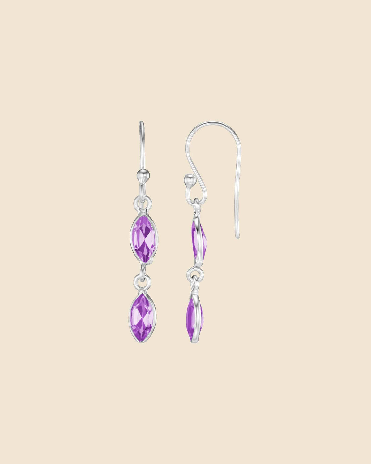 Sterling Silver Gemstone Marquise Drop Earrings
