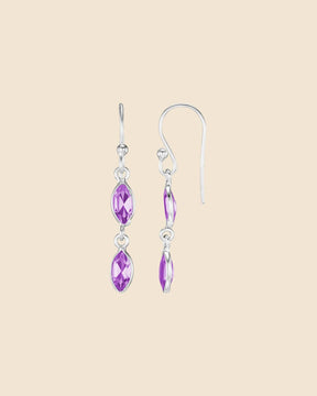 Sterling Silver Gemstone Marquise Drop Earrings