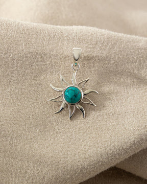 Sterling Silver and Gemstone Sun Pendant