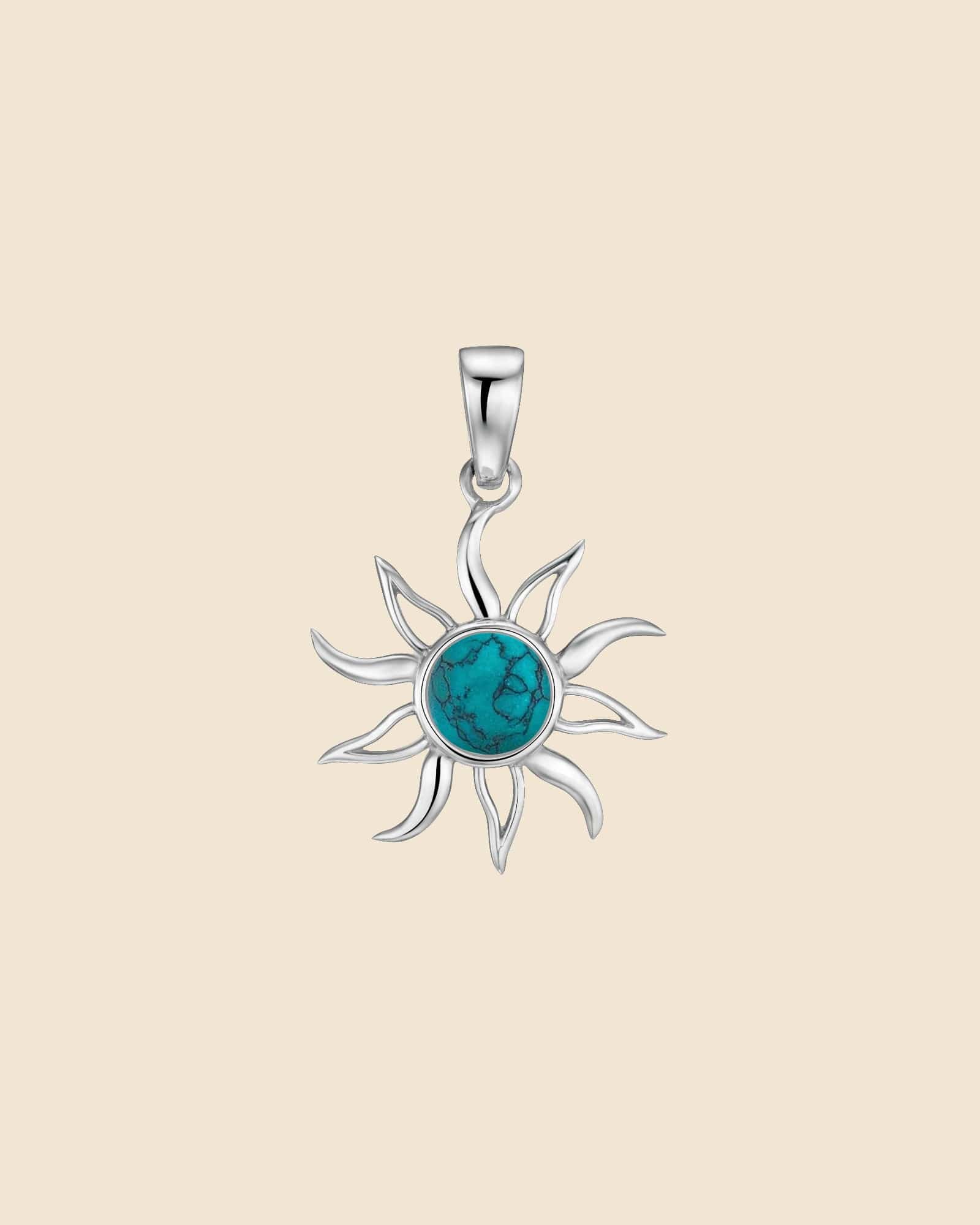 Sterling Silver and Gemstone Sun Pendant