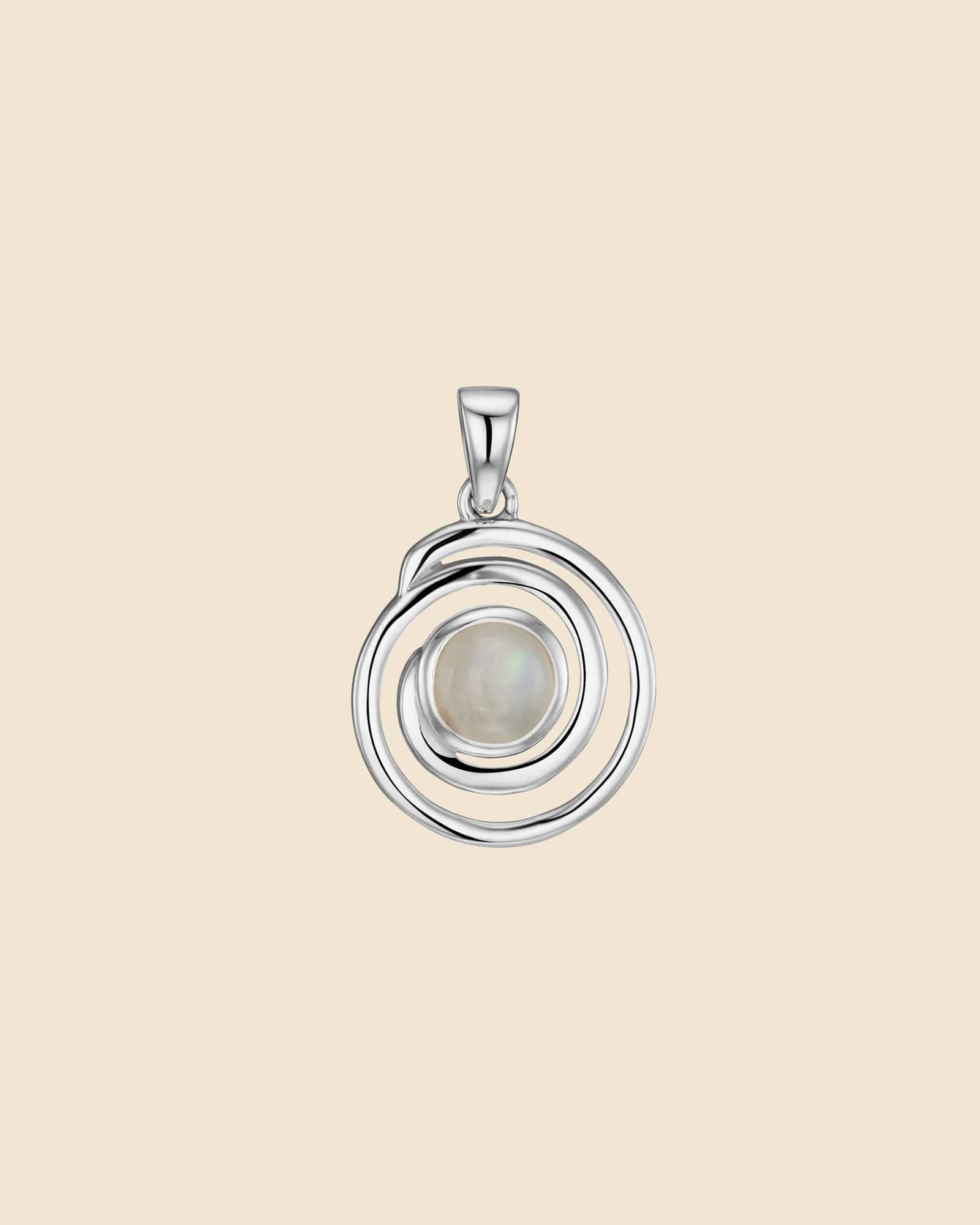 Sterling Silver Halo Moonstone Pendant
