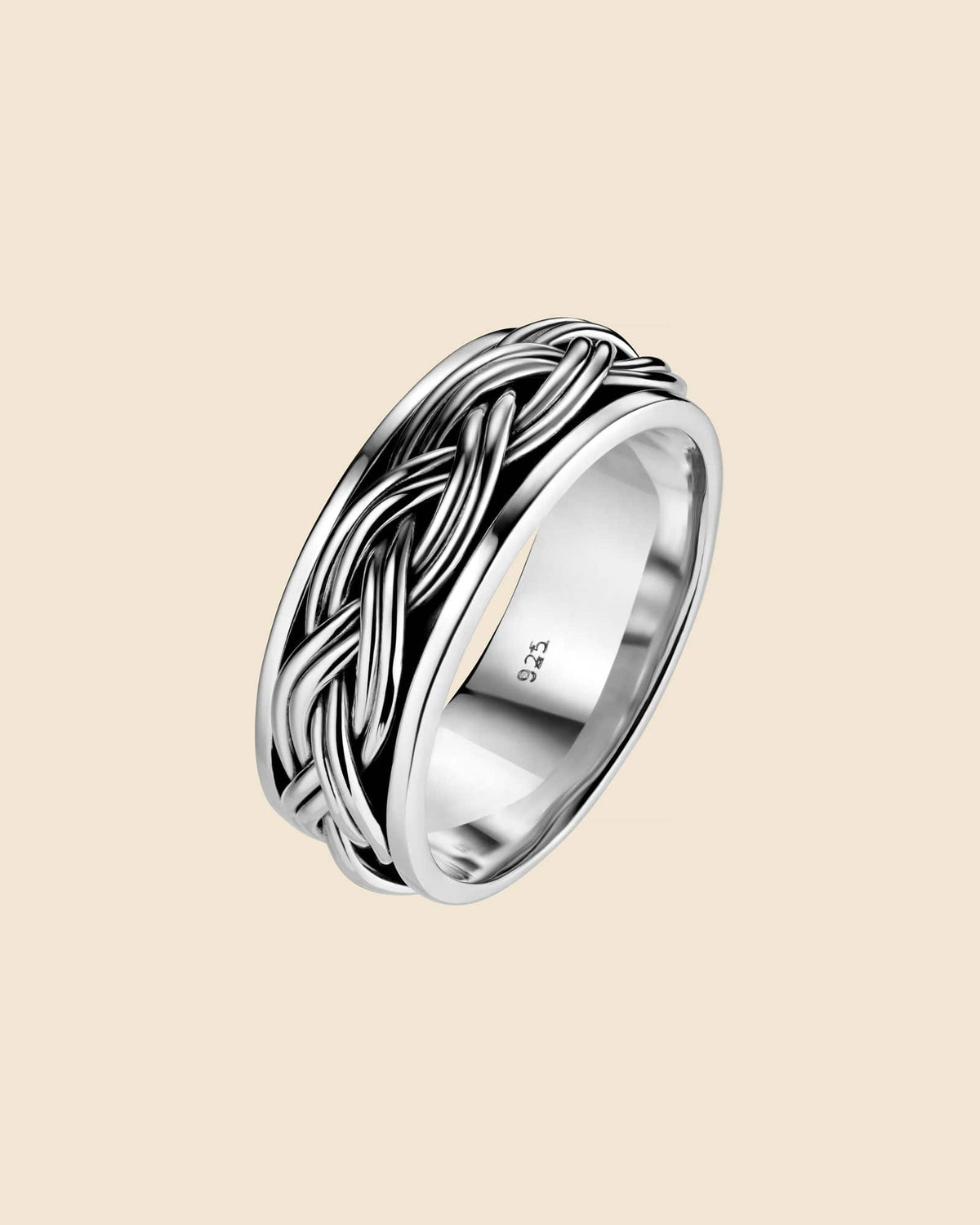 Sterling Silver Oxidised Plaited Spinning Ring