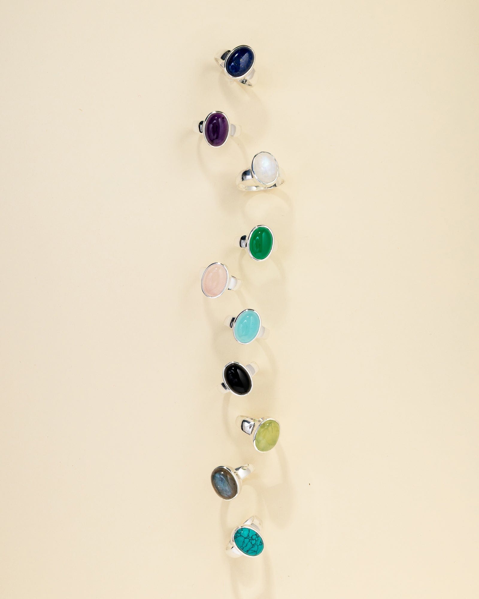 Sterling Silver Classic Oval Gemstone Ring