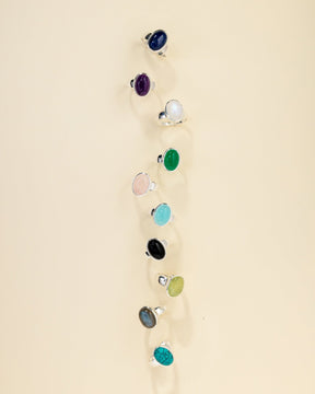 Sterling Silver Classic Oval Gemstone Ring