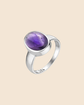 Sterling Silver Classic Oval Gemstone Ring