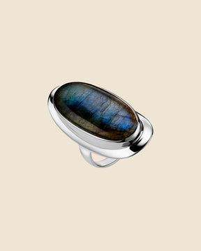 Sterling Silver Large Oval Gemstone Ring