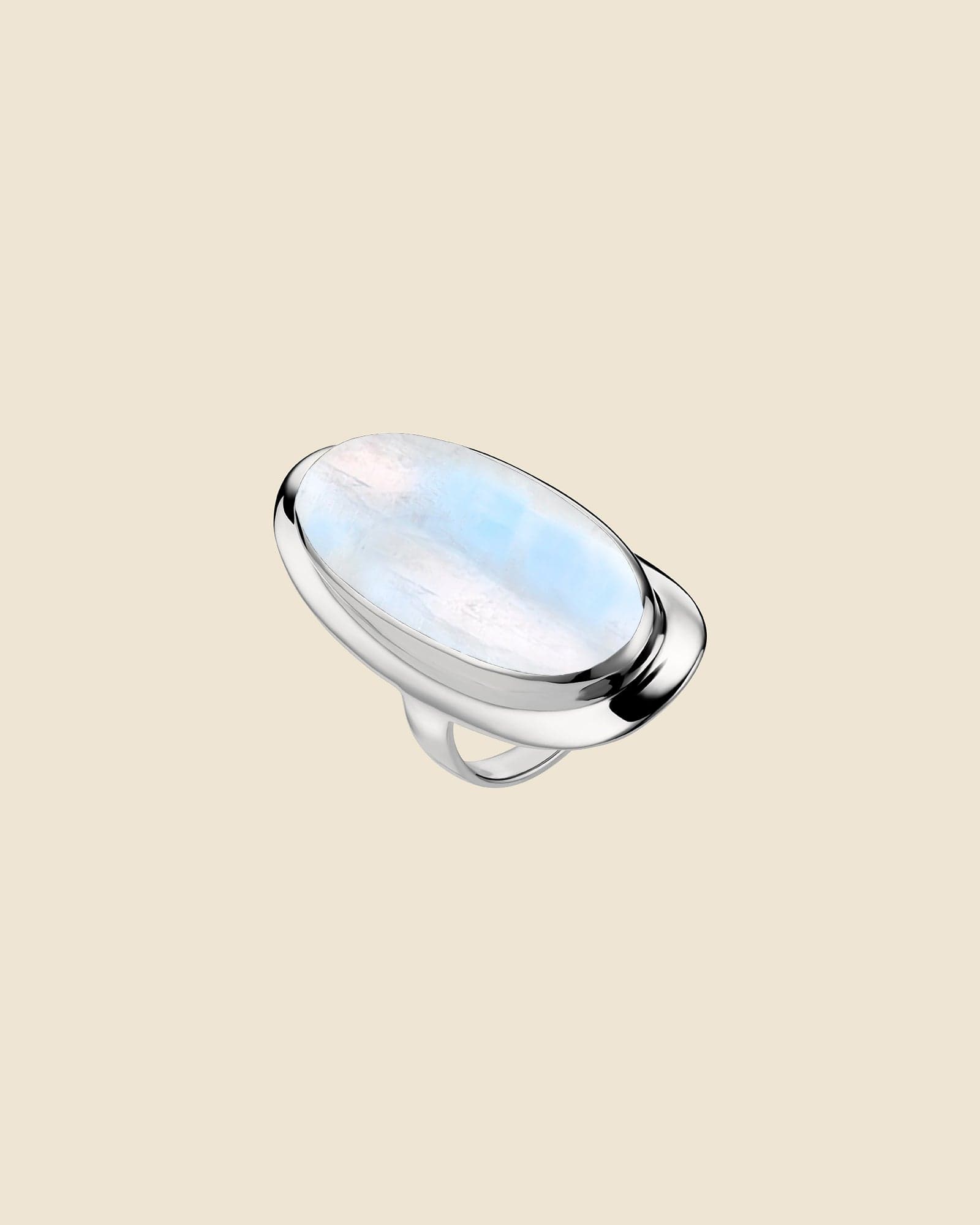 Sterling Silver Large Oval Gemstone Ring