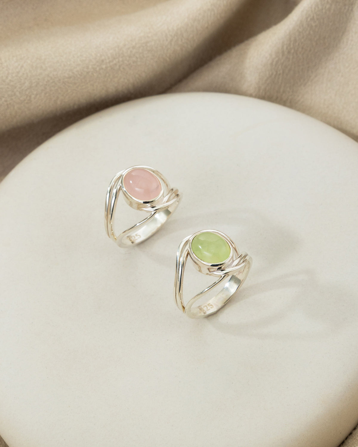 Sterling Silver Gemstone Wraparound Split Ring