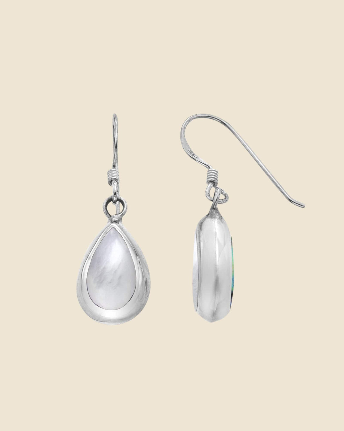 Sterling Silver Reversible Drop Earrings with Mother of Pearl and Paua Shell