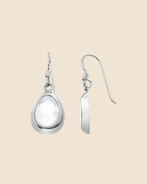 Sterling Silver and Mother of Pearl Organic Pebble Drop Earrings