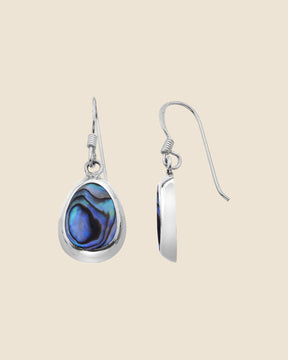 Sterling Silver and Paua Shell Organic Pebble Drop Earrings