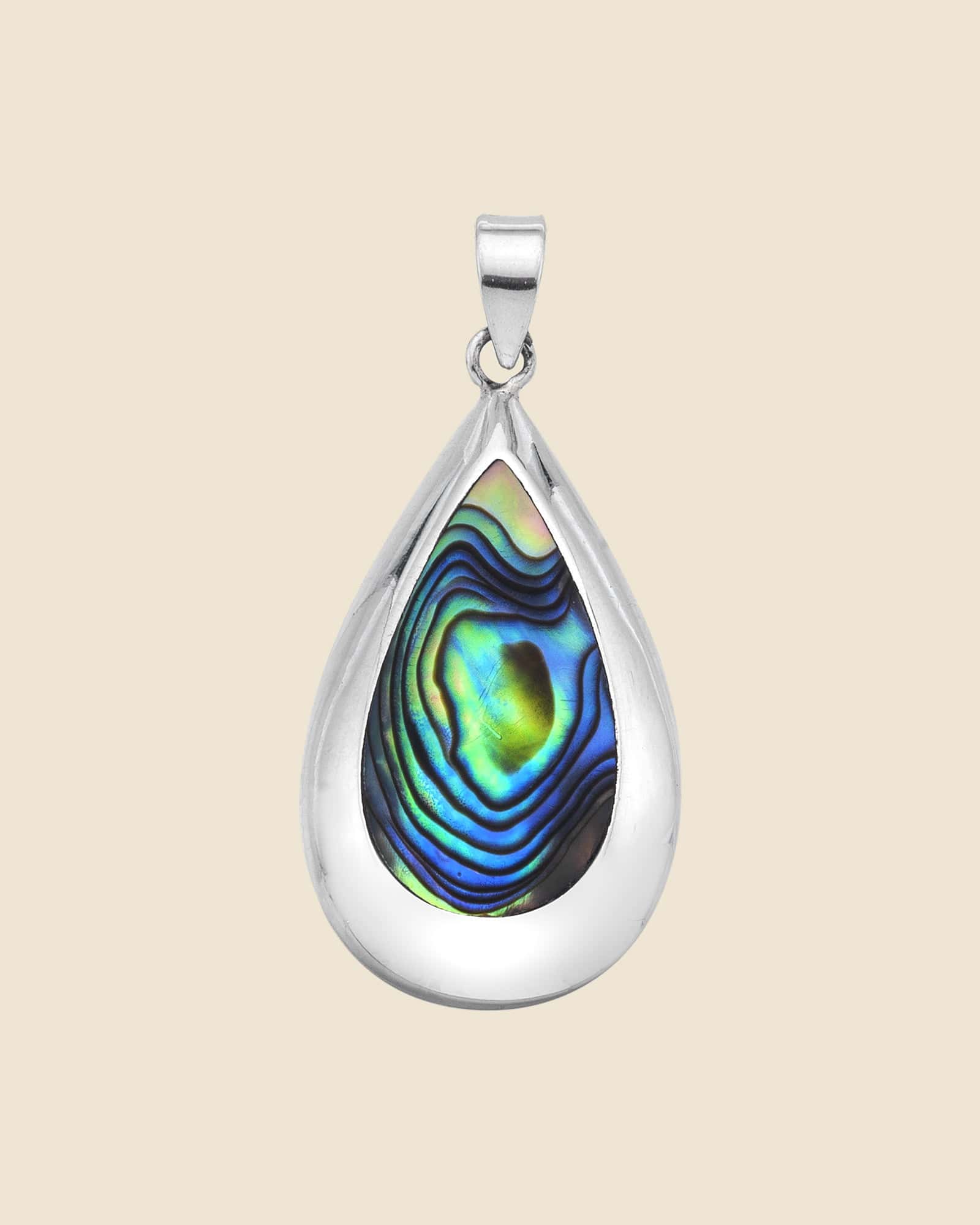 Sterling Silver Reversible Pendant with Mother of Pearl and Paua Shell