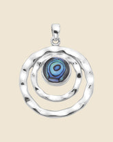 Sterling Silver and Paua Shell Hammered Ecliptic Pendant