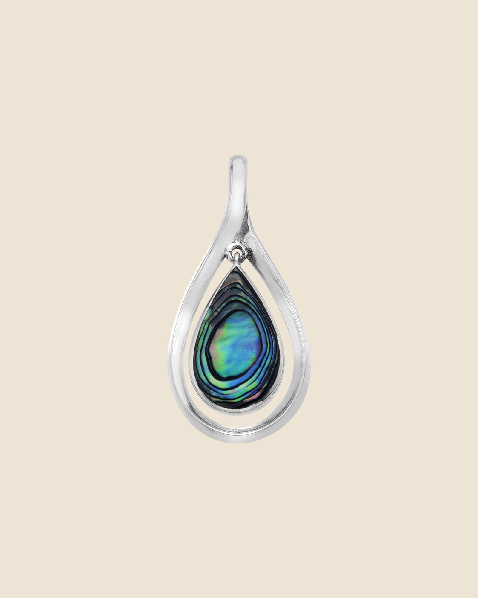 Sterling Silver and Paua Shell Stylish Frame Pendant