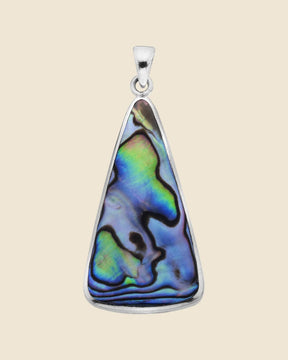 Sterling Silver and Paua Shell Organic Wedge Pendant
