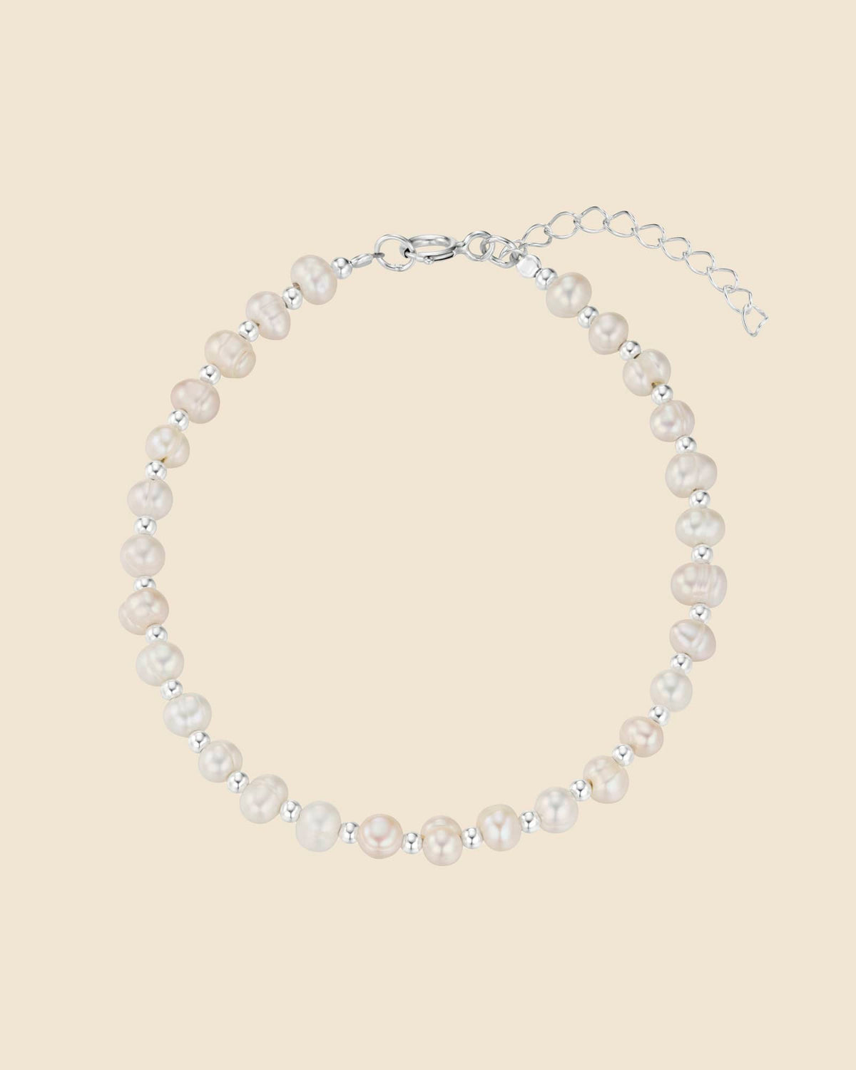 Sterling Silver and Freshwater Pearl Beaded Bracelet