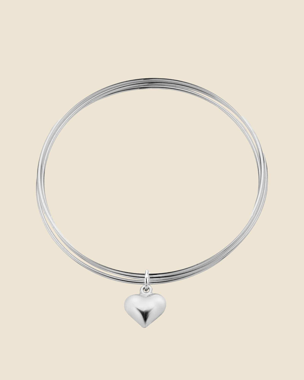 Sterling Silver Russian Wedding Bangle with Heart Charm