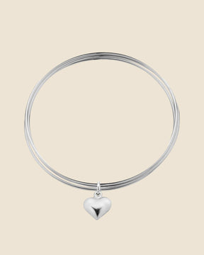 Sterling Silver Russian Wedding Bangle with Heart Charm