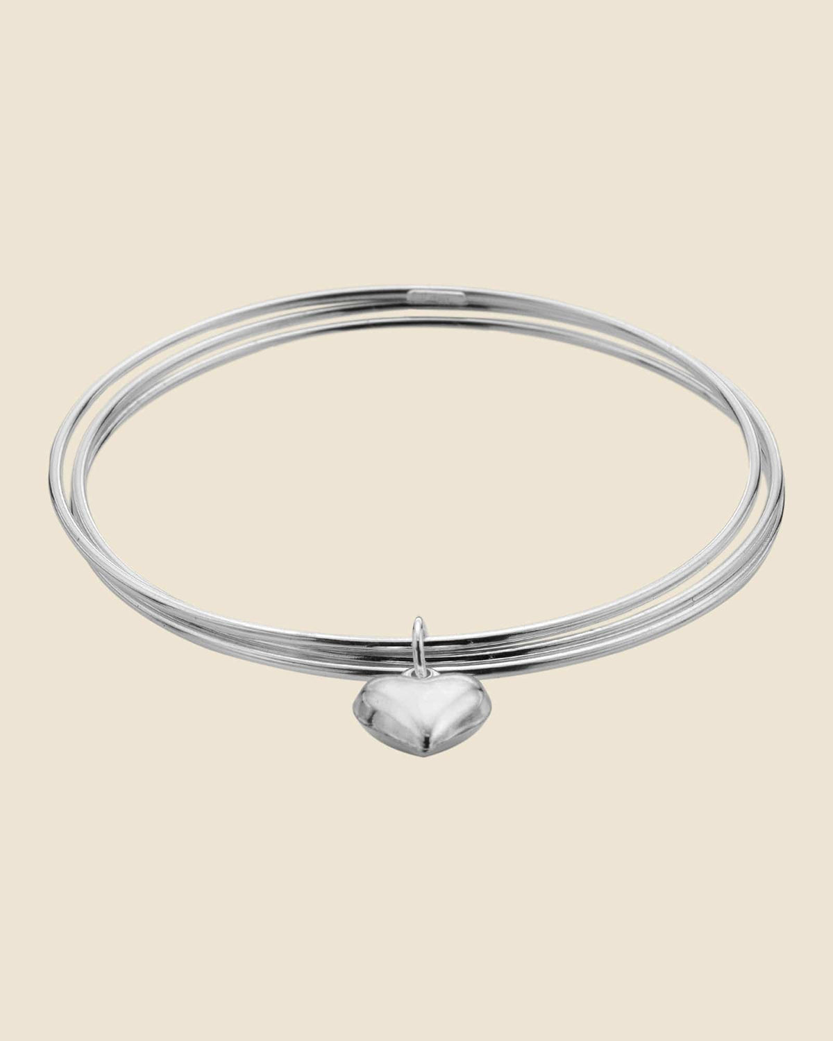 Sterling Silver Russian Wedding Bangle with Heart Charm
