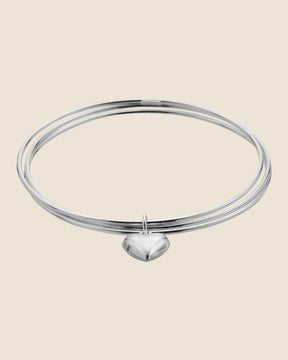Sterling Silver Russian Wedding Bangle with Heart Charm