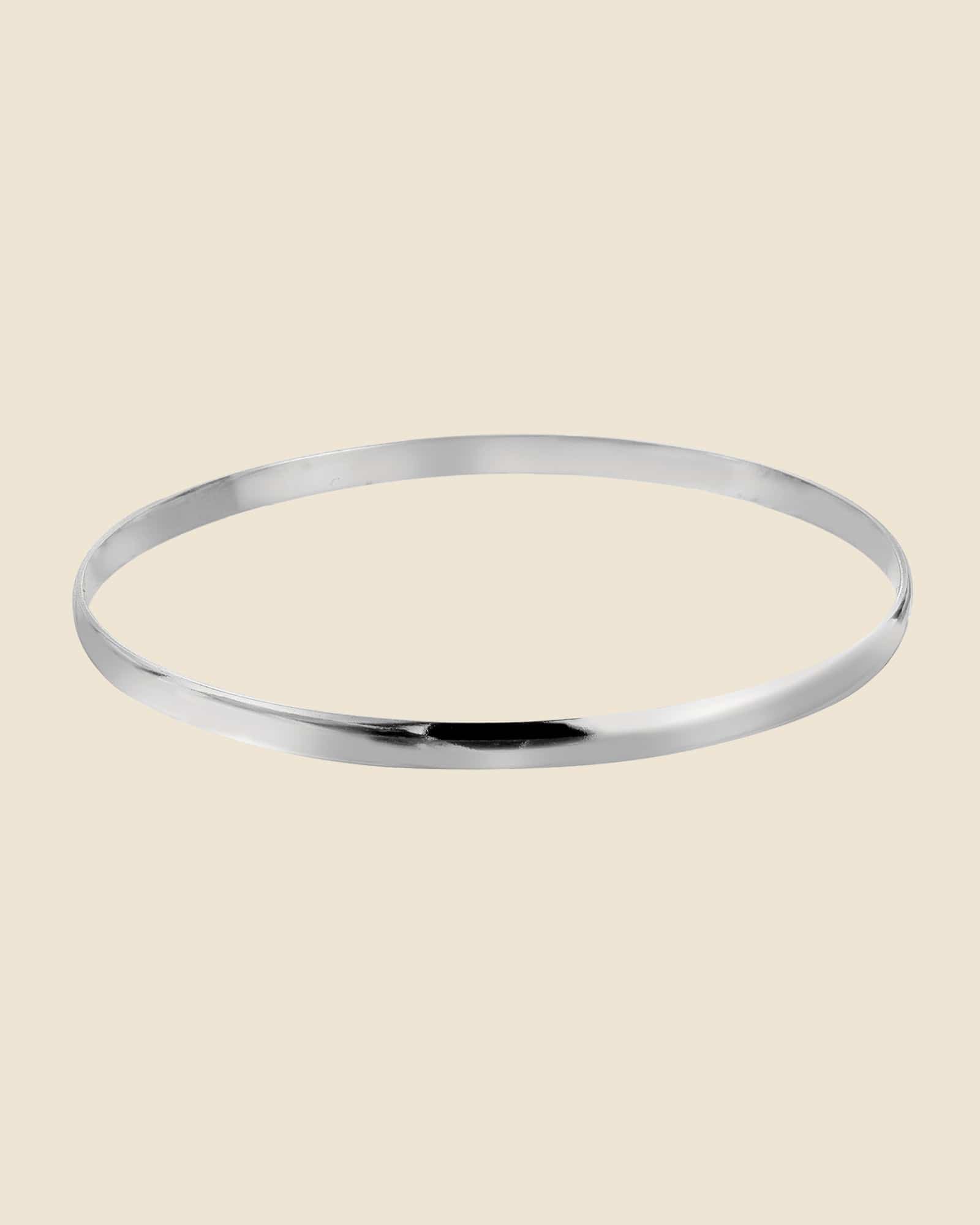 Sterling Silver 4mm D Shape Classic Bangle