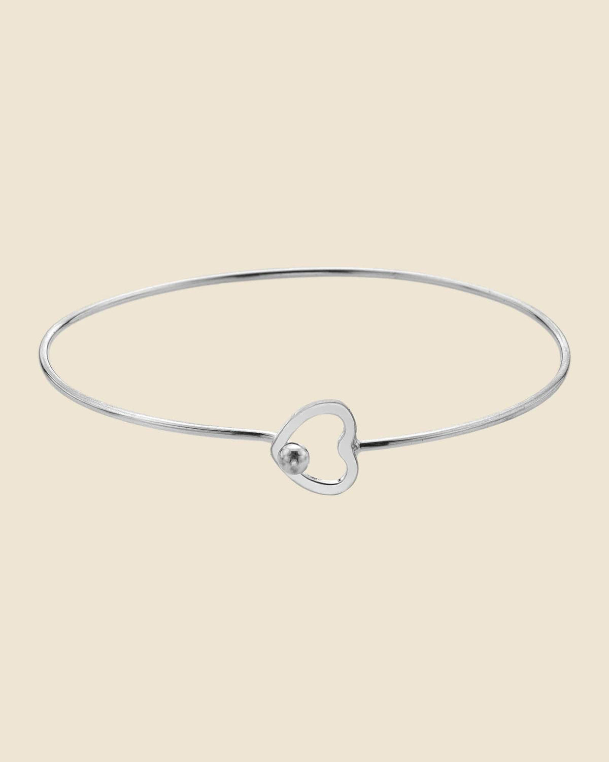 Sterling Silver Heart Clasp Bangle