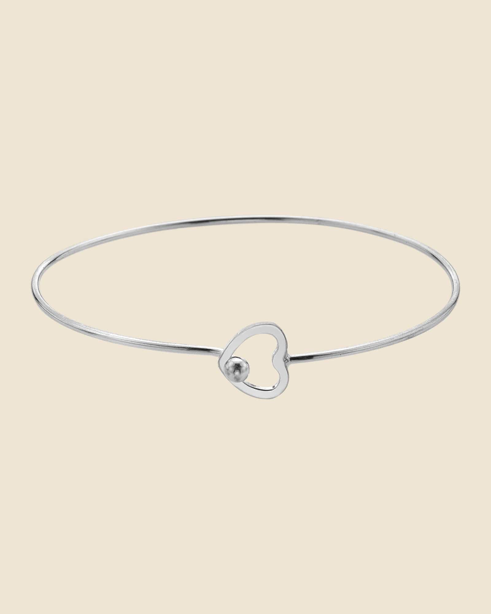 Sterling Silver Heart Clasp Bangle