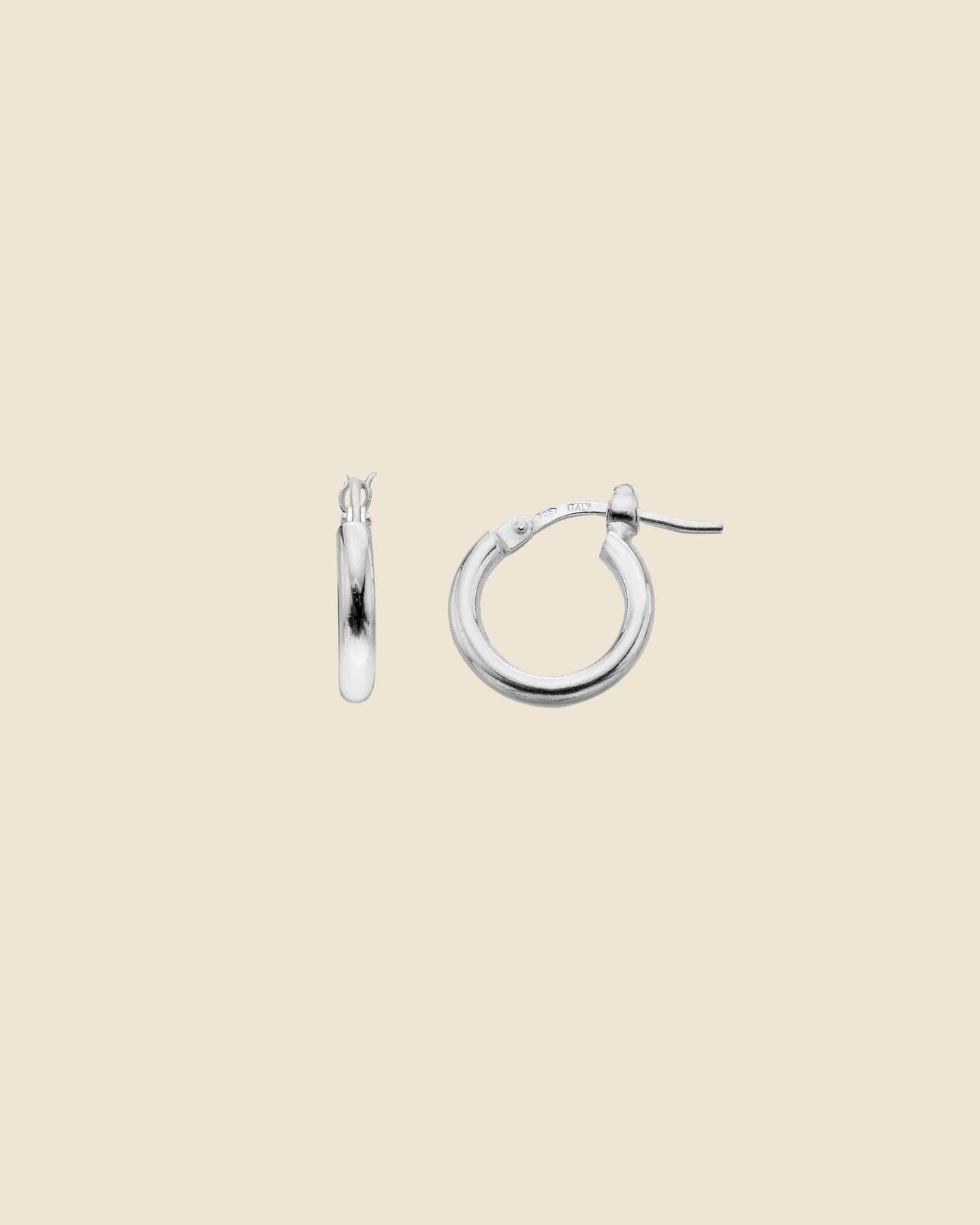 Sterling Silver 2x12mm Simple Hinged Hoops
