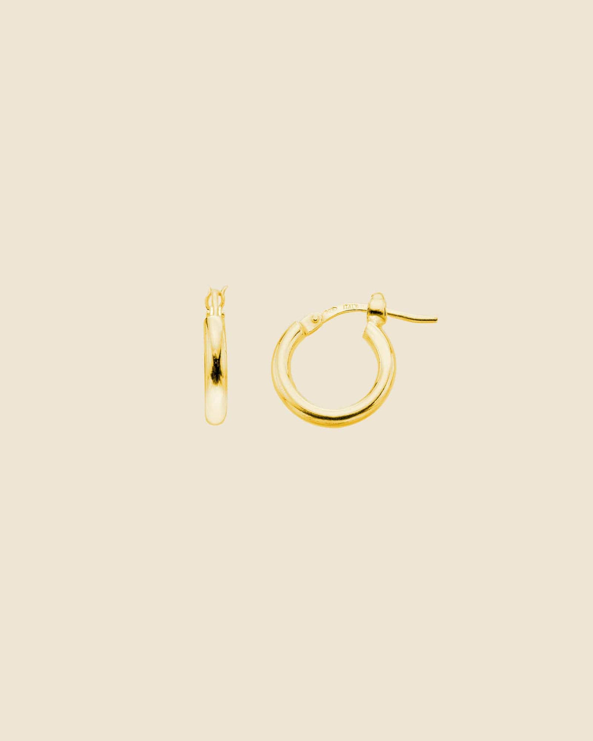 Gold Plated 2x12mm Simple Hinged Hoops