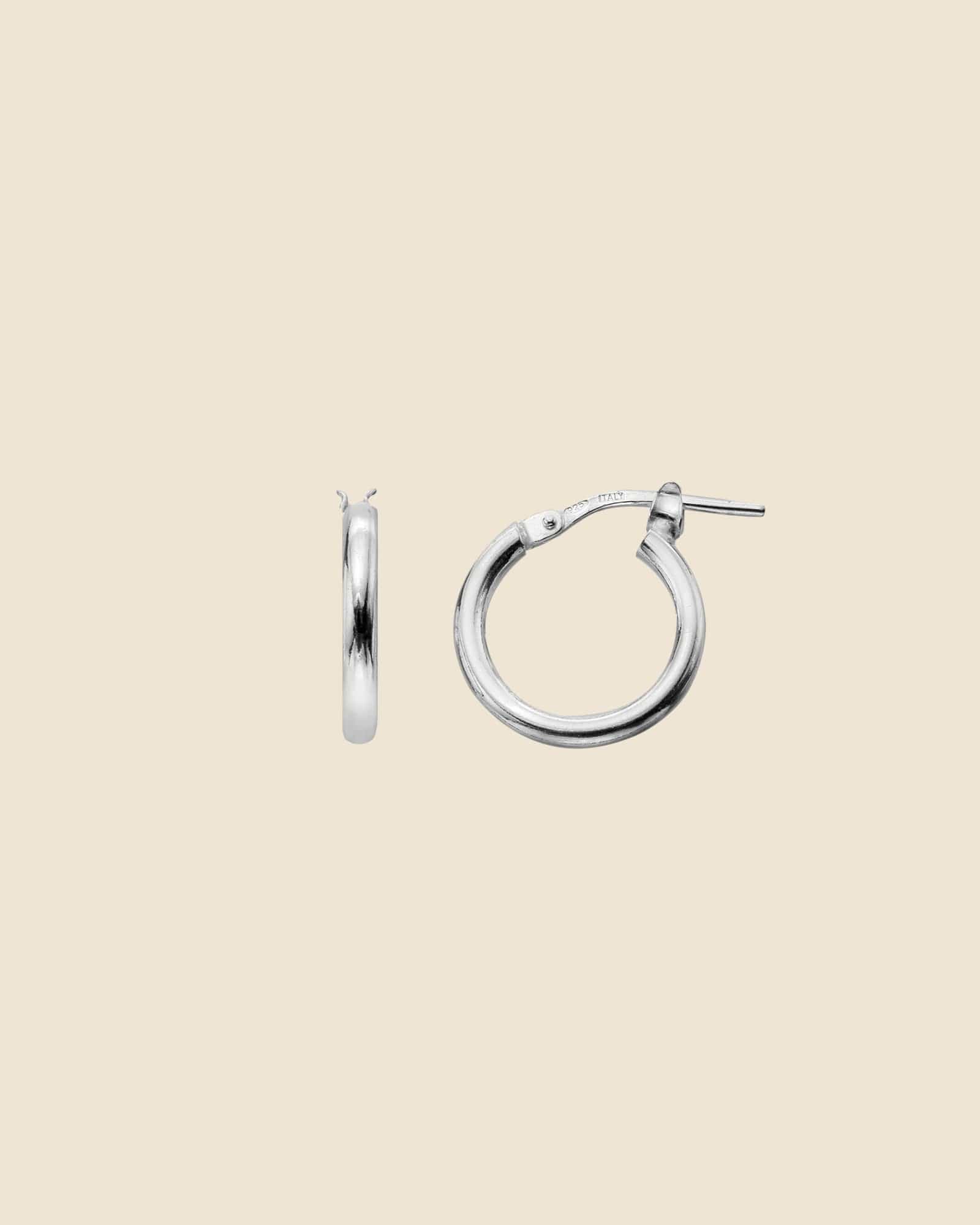 Sterling Silver Simple 2x14mm Flip-Top Hoops