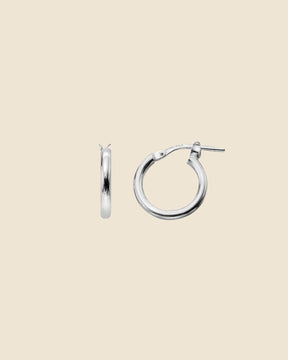 Sterling Silver Simple 2x14mm Flip-Top Hoops