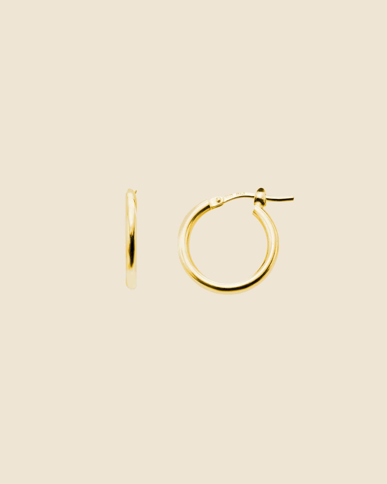 Gold Plated Simple 2x16mm Flip-Top Hoops