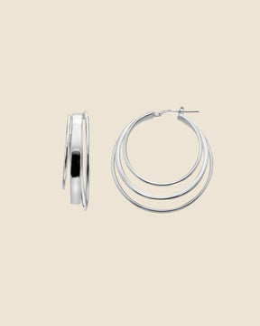 Sterling Silver Statement Three Strand Hoops