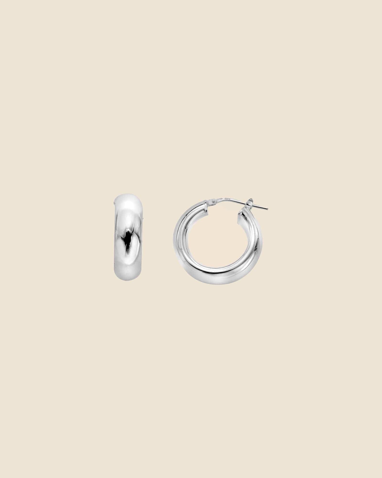 Sterling Silver D Shaped Chunky Hoops