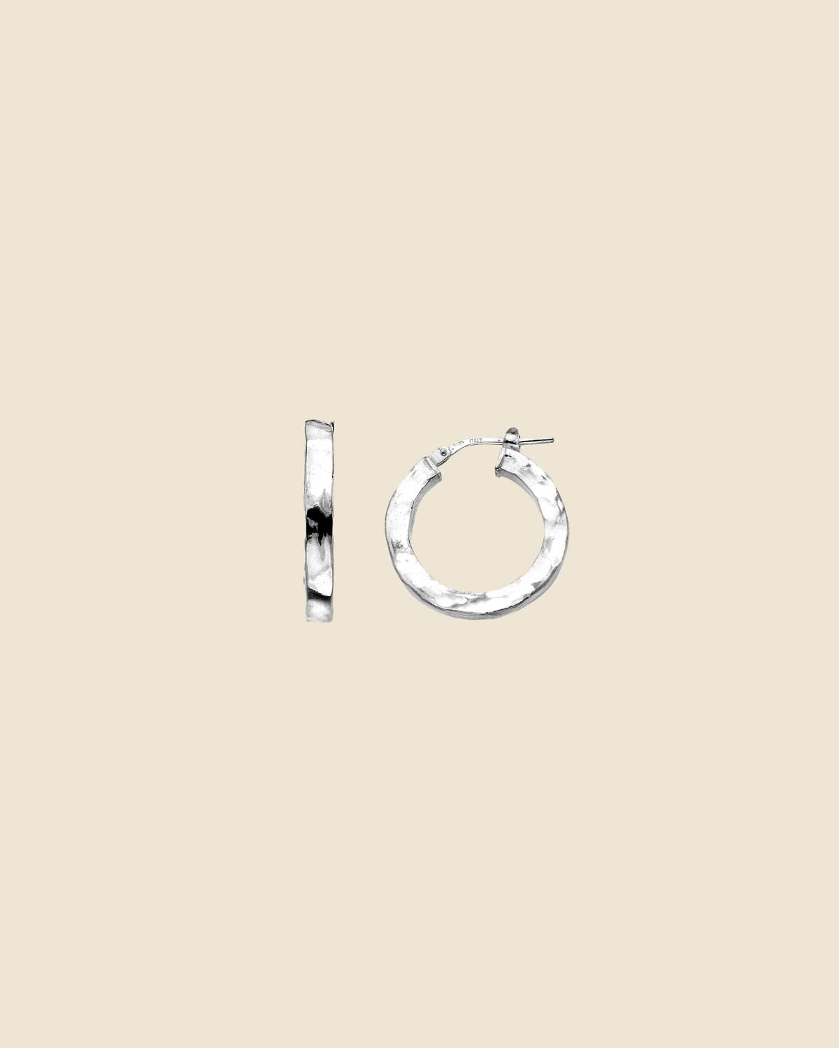 Sterling Silver Hammered Square Tube Hoops