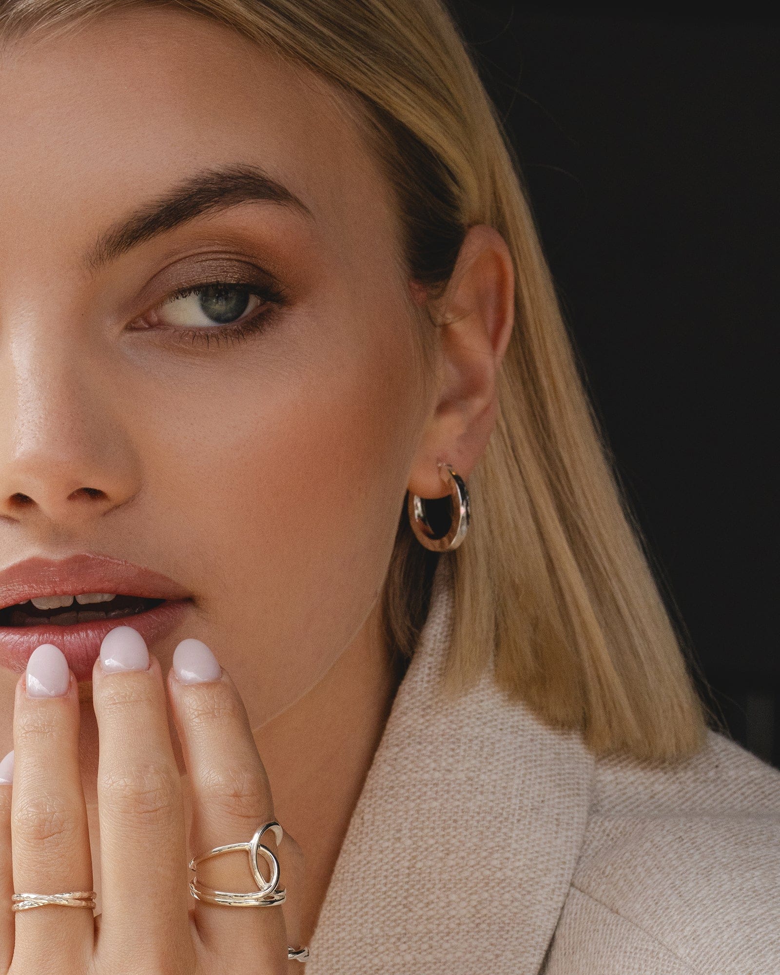 Sterling Silver Hammered Square Tube Hoops