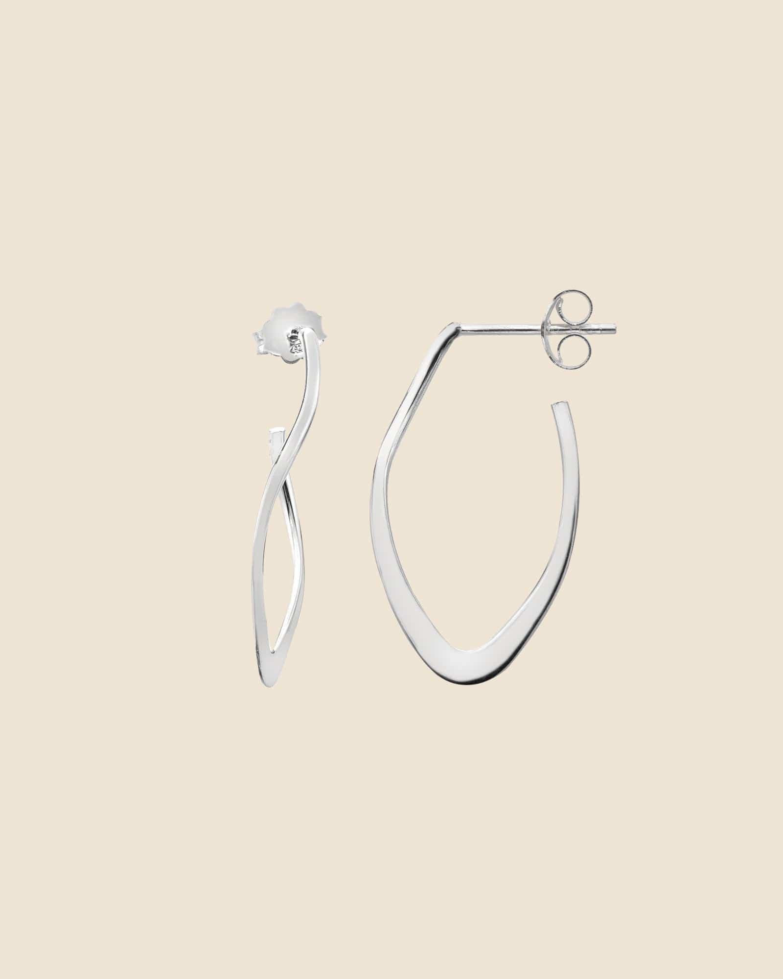 Sterling Silver Twisted Leaf Hoops