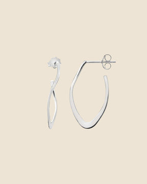 Sterling Silver Twisted Leaf Hoops