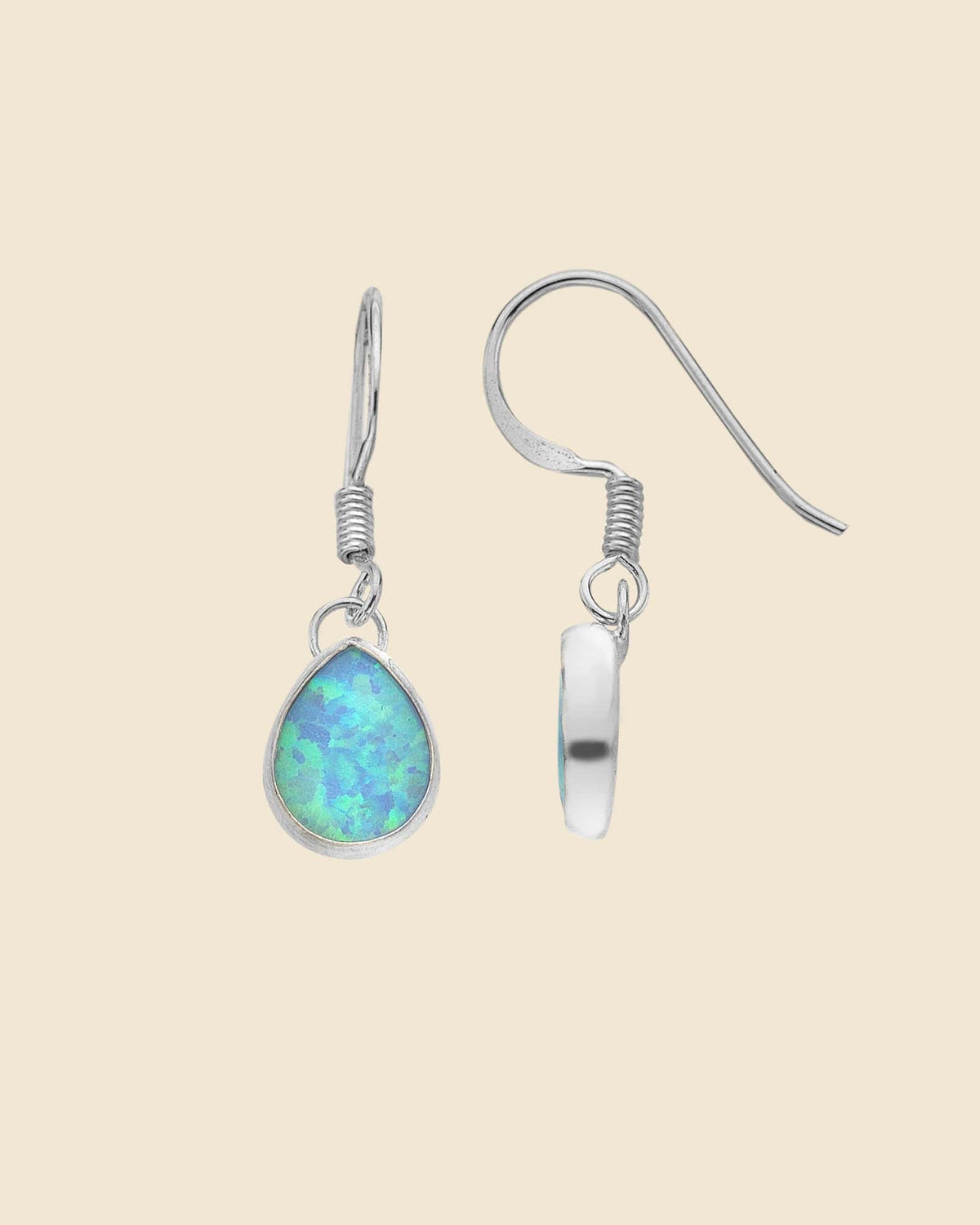 Sterling Silver and Opal Teardrop Earrings