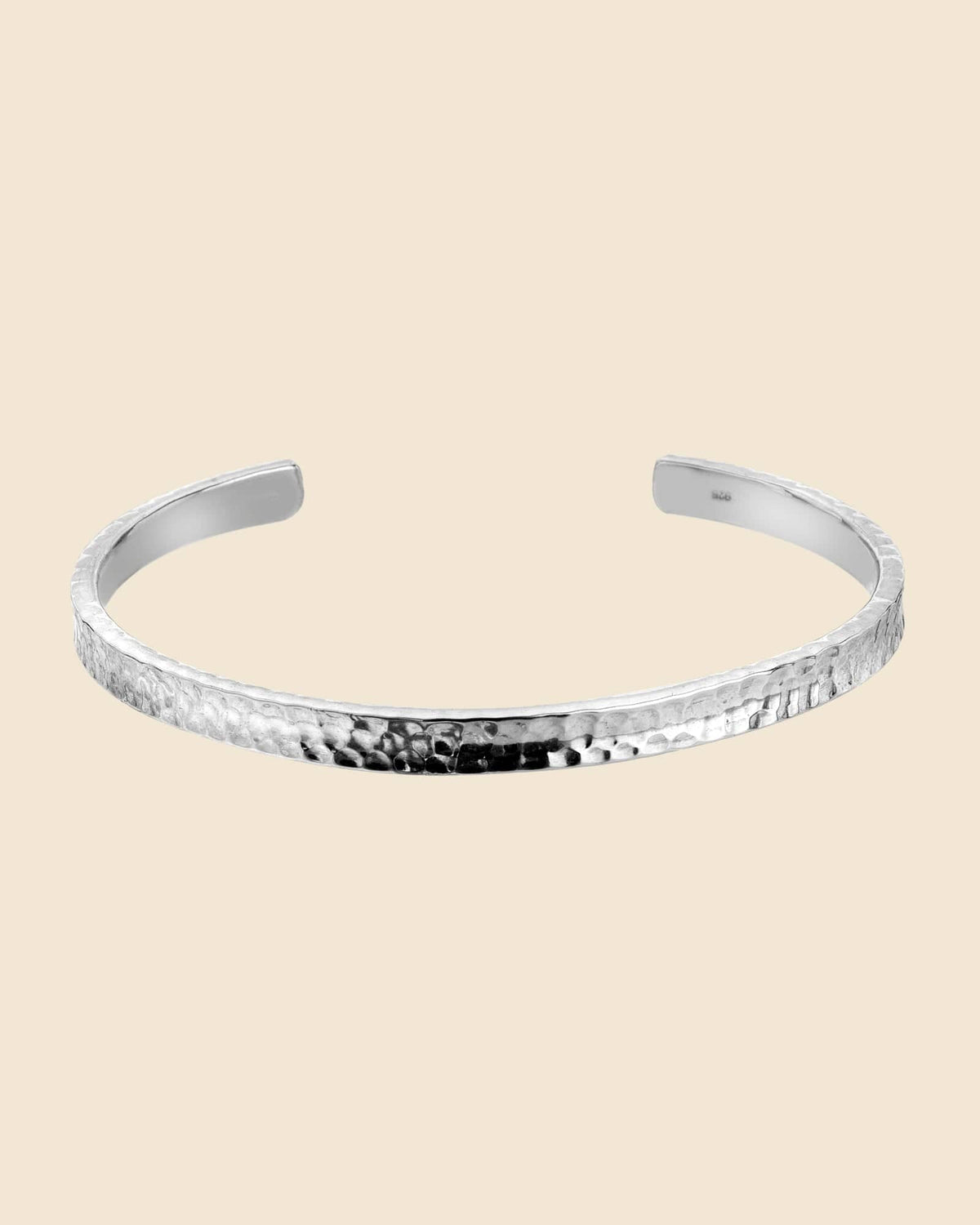 Sterling Silver Hammered Concaved Cuff Bangle