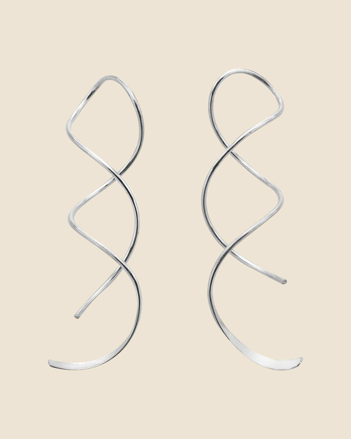 Sterling Silver Thread-Through Twirly Earrings