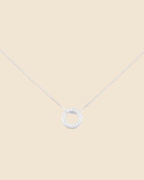 Sterling Silver and Cubic Zirconia Mini Inline Circle Necklace