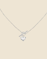 Sterling Silver Puffed Heart T-Bar Necklace