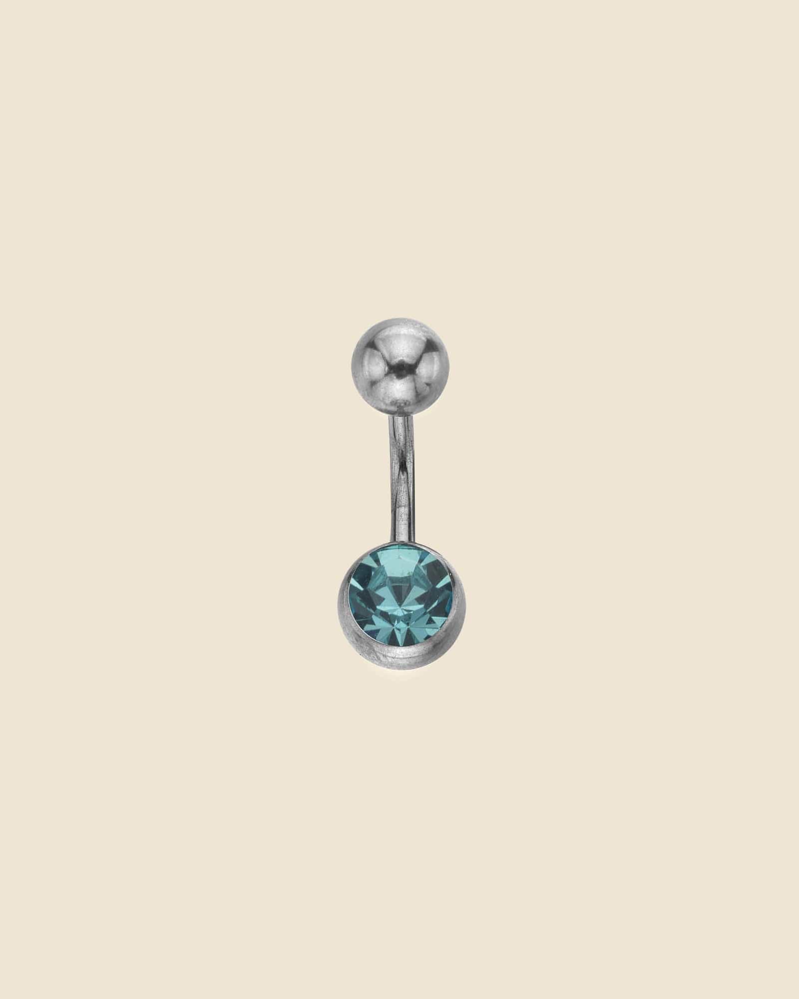 Surgical Steel Double Gem Set Simple Navel Bar