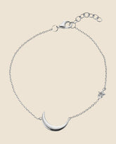 Sterling Silver Moon And Star Asymetric Bracelet