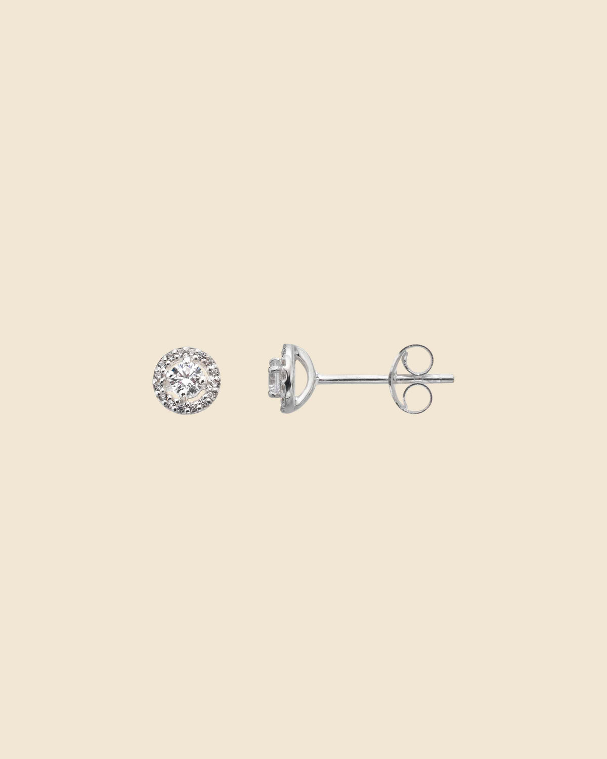 Sterling Silver and Cubic Zirconia Halo Studs