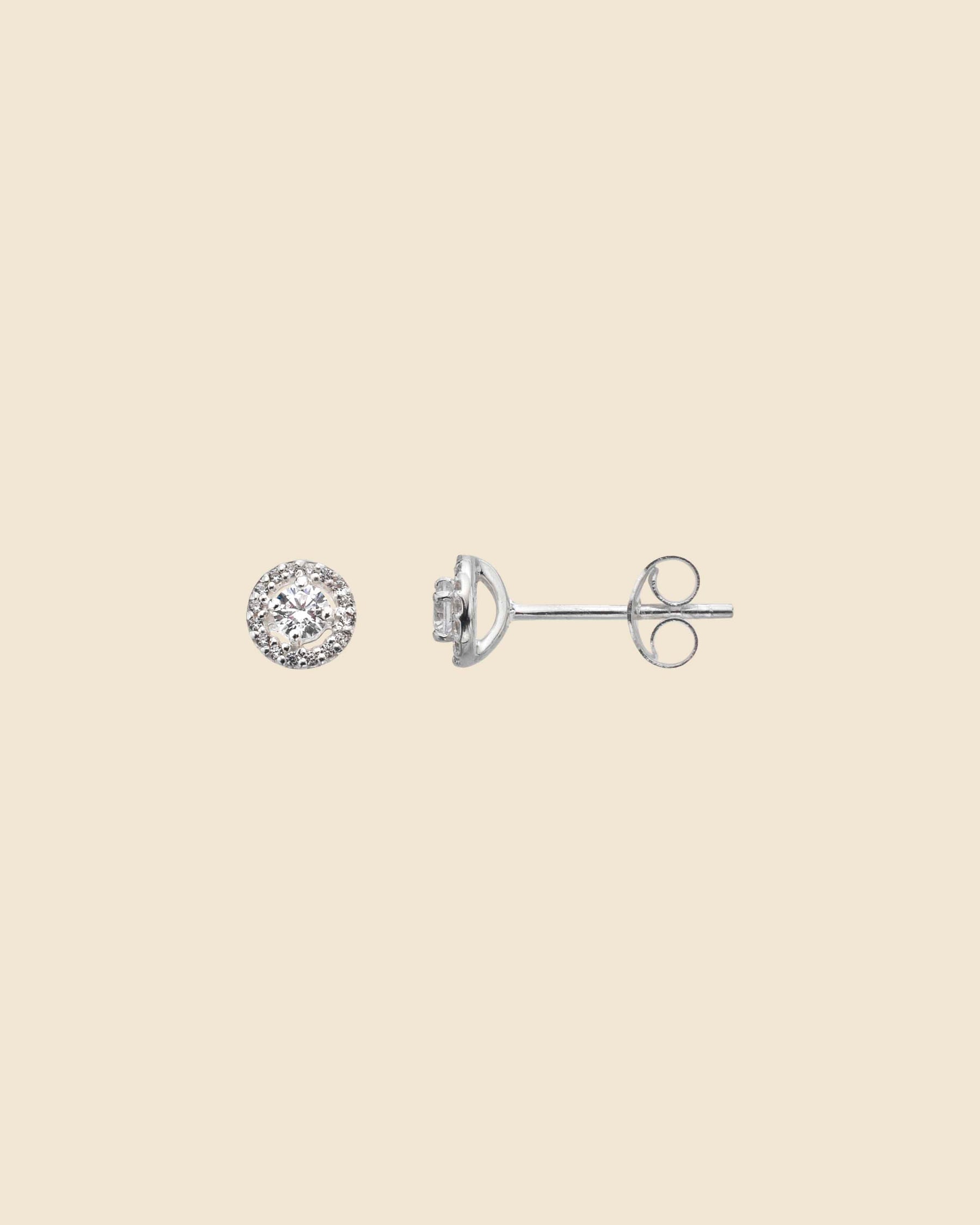 Sterling Silver and Cubic Zirconia Halo Studs