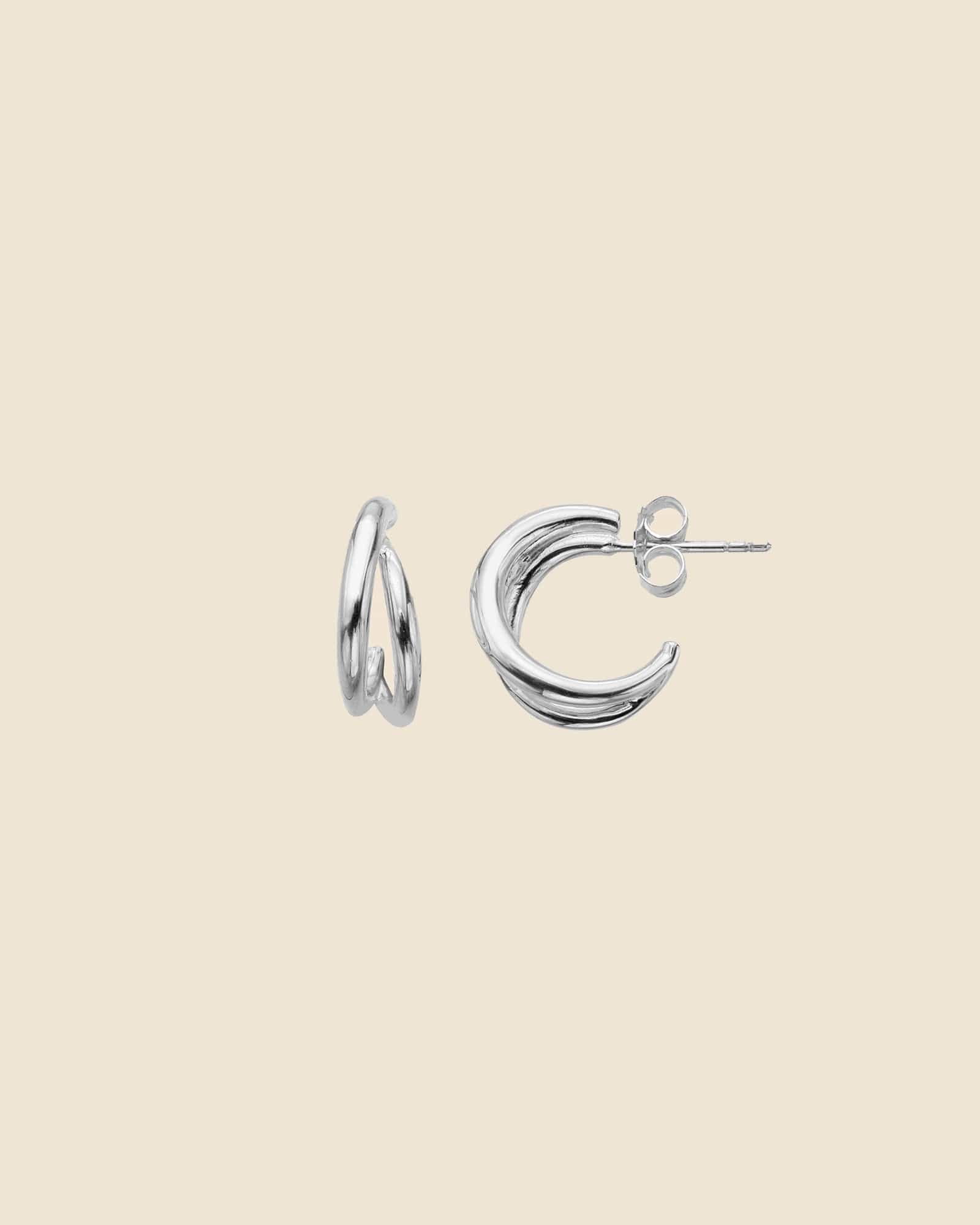 Sterling Silver Loop Over Double Hoops